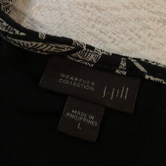 J. Jill Wearever Sleeveless Leaf Print Maxi Dress Large Black White Resort Boho - Picture 7 of 9